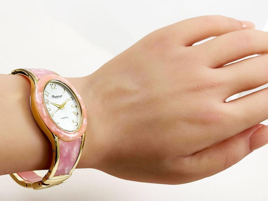 Wristwatch Rapole Oval Bangle Watch Gold Wide 288319 Pink [Takeuchi Shoji] Women's