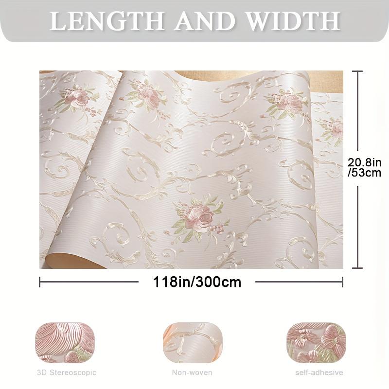 Abziehbar & Aufklebbar Tapete Floral Abnehmbares Kontaktpapier mit Realistischem 3D-Blumen- und Blattmuster, Vliestapete für Schlafzimmer, Wohnzimmerwände