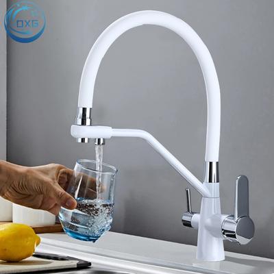 OXG alamă neagră/albă robinet gourmet de bucătărie robinet de bucătărie filtrată baterie caldă rece Macara stil tragător în jos, robinet chiuvetă de bucătărie