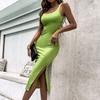 Sleeveless Dress Spring/Summer European And American Women 'S Clothing Sexy Backless Slit Slim-Fit Sheath Mid-Length Vest Dress