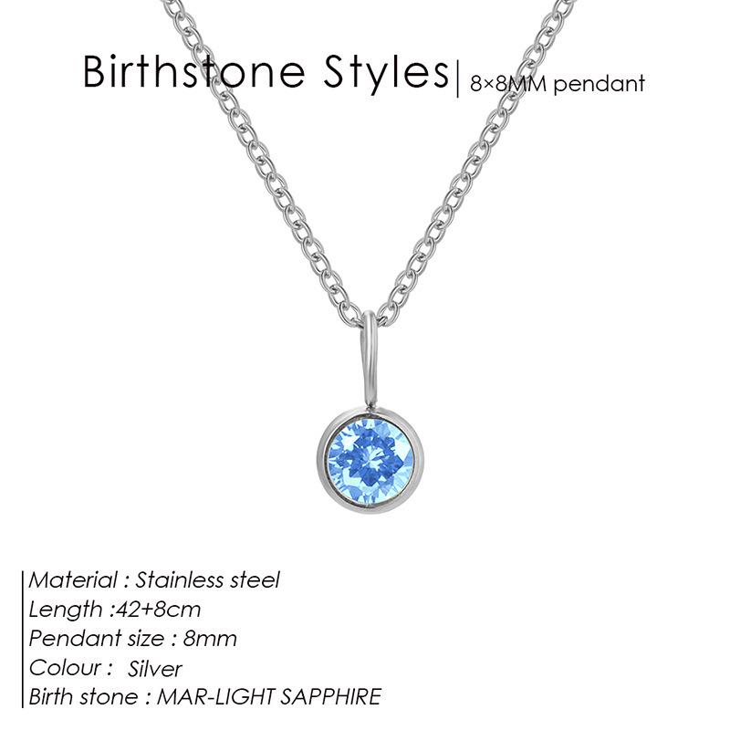European & American Luxury Colorful Rhinestone Pendant Necklace - December Birthstone Stainless Steel Jewelry