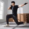 Li-Ning Quick-Dry Cool Ice Silk Cuffed Casual Mid-Waist Knitted Sports Pants Men bottoms Earth-Gray AKLU819-1