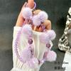 New Style Pom Pom Beaded Phone Chain Crystal Beads Pendant High-end Autumn Winter Pom Pom Double Chain Wrist Hanging Rope