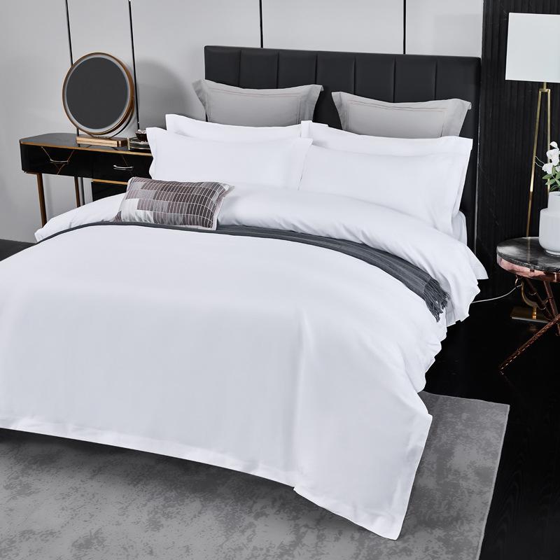 40 Count High-Quality Cotton Bedding Set: Includes Duvet Cover and Fitted Sheet - Luxurious White, Ideal for Hotels and Homestays.