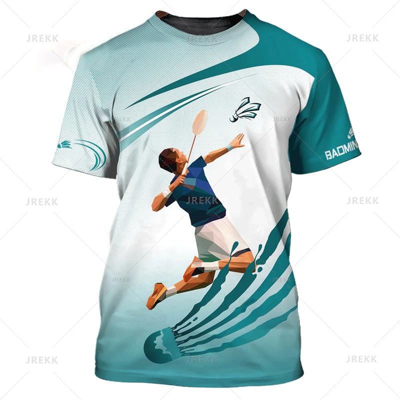 Summer Vintage 3D Sports Badminton Printing T Shirt Kids Fitness Lovers Graphic Short Sleeves Gym Fashion Streetwear T-shirts Clothes