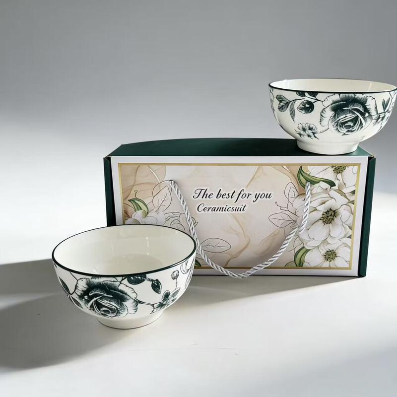 Chinese Underglaze Ceramic Ruyi Bowl Gift Set