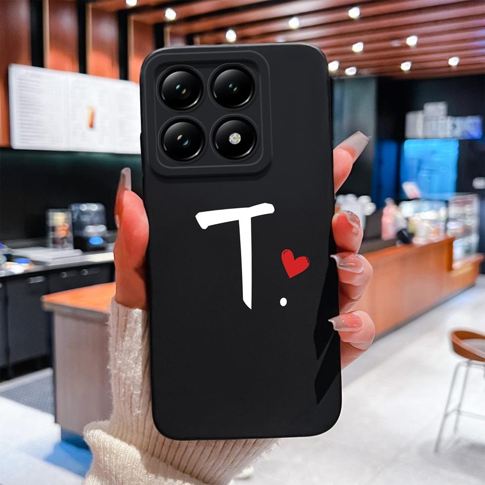 Custodia Per Xiaomi 14T 14 15 12 12S 12T 12X Pro Ultra Lite Cover Posteriore Carina Cuore d'Amore Modello Lettera Silicone Morbido Anti Caduta Protettiva Per Xiaomi Capa