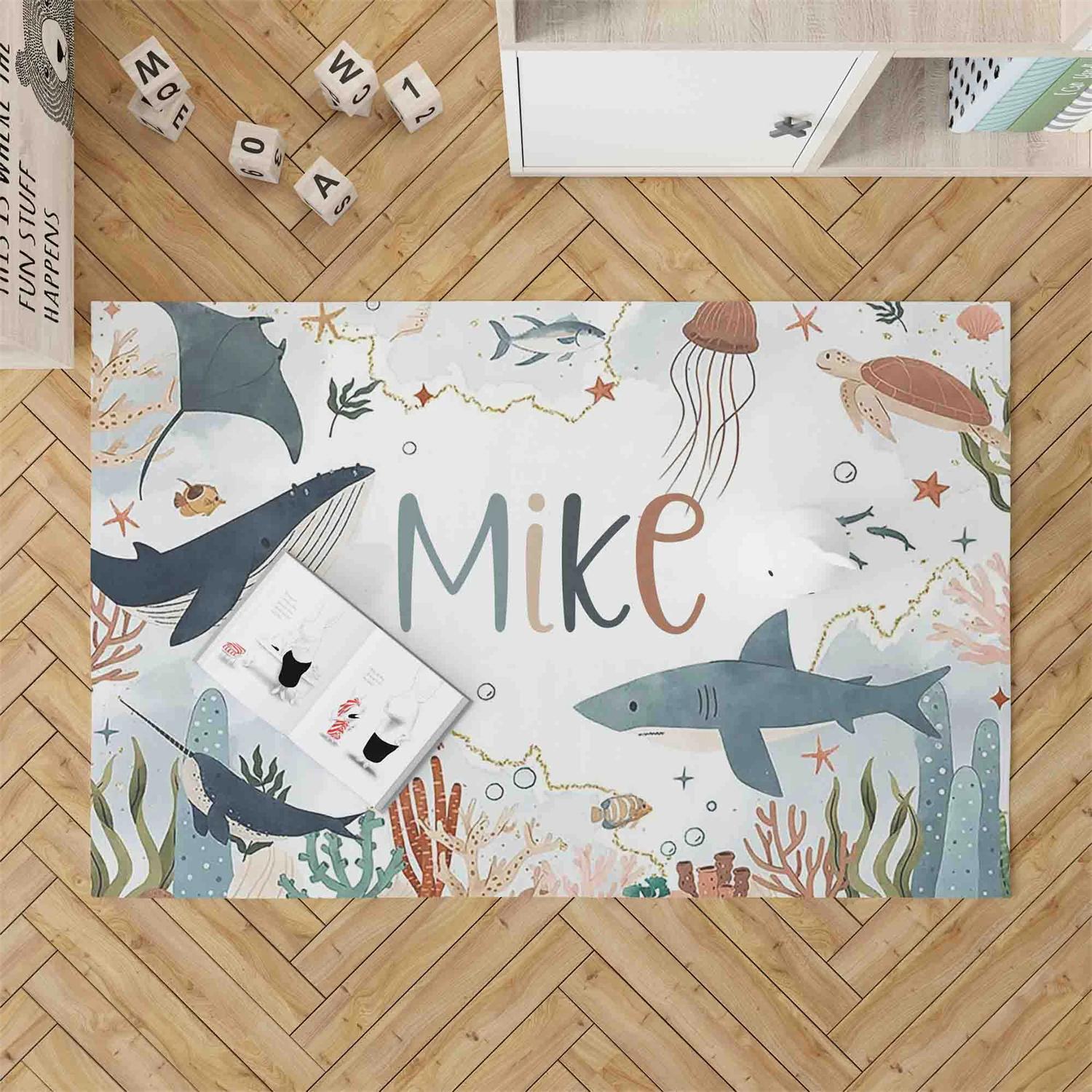 

Детский коврик Ocean Shark Ocean Life Декор для детской комнаты для мальчика Подводный мир Коврик для детской игровой комнаты Противоскользящий коврик для детской ванной комнаты 40X60cm-16x24in