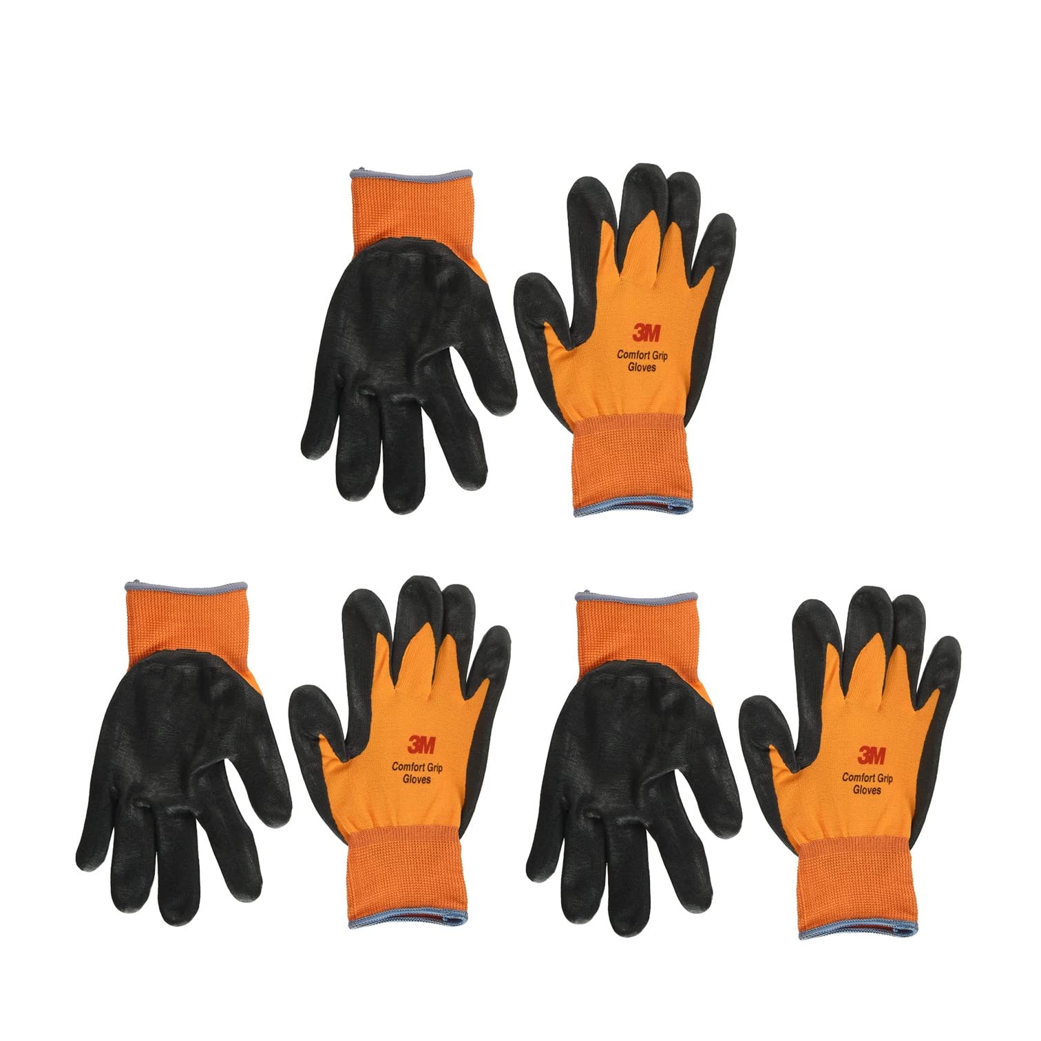 

3M Comfort Grip Work ORA L Gloves, Multi-Type, Orange, Large, 3-Pack (GLOVE 3PA) оранжевый