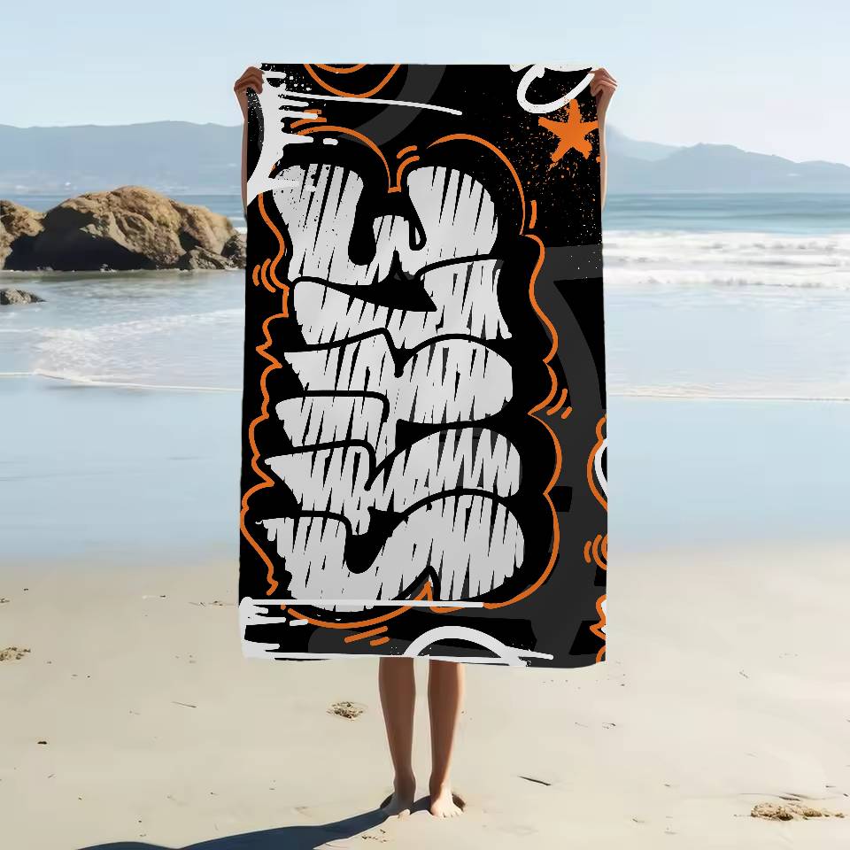Alphabet Graffiti Muster Strandtuch für Kinder Badetuch Handtuch für den Pool Urlaubsgeschenk Picknicktuch Partygeschenk