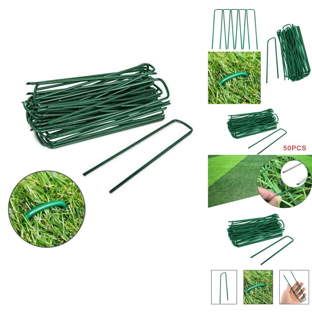 Heavy Duty Green Galvanised Turf Nails Steel Ushaped Garden Ground Pegs For Lawn And Garden Cover Fixing