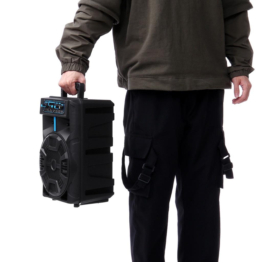 outdoor portable trolley wireless bluetooth speaker 8 inches high power subwoofer square dance KTV with AUX USB FM functio 15W