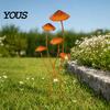 Outdoor Decorative Yard Art Metal Mushroom Garden Stake, Retro Mushrooms Statue, Style Set Stake Plant Sculpture for Lawn Planter Decor Fade Resistant