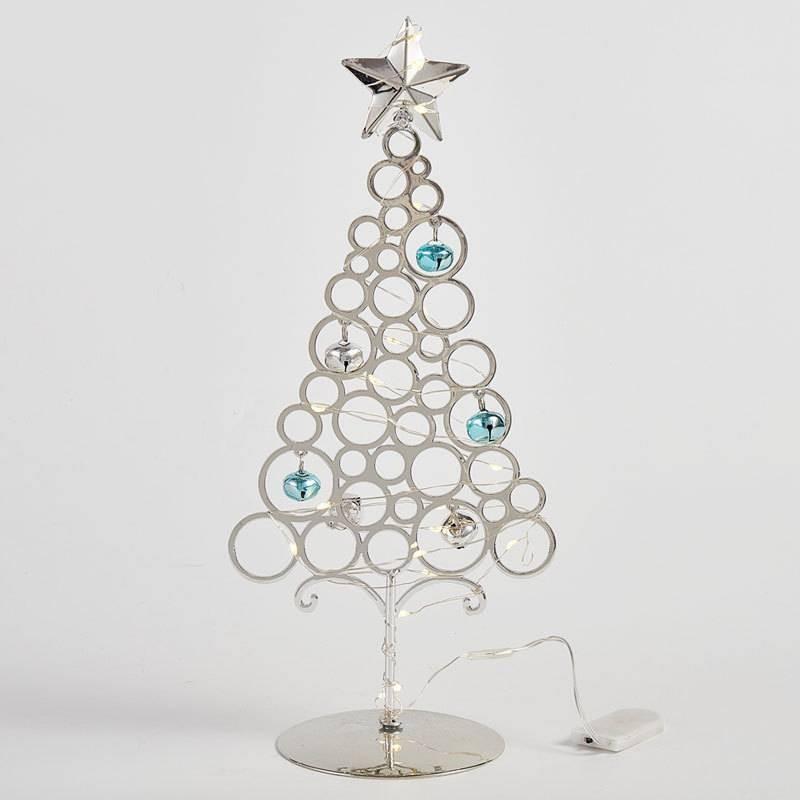 Iron Small Tabletop Christmas Tree Simulates Glowing Bell Decorations Trees