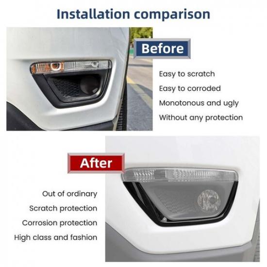 2x Black Front Fog Lamp Light Cover Trim Frame Decor For Jeep Compass 2017-20