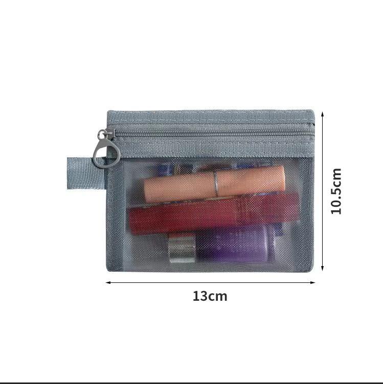 

Clear Mesh Cosmetic Bag - Portable Travel Storage for Lipstick, Skincare, Toiletries, and Makeup