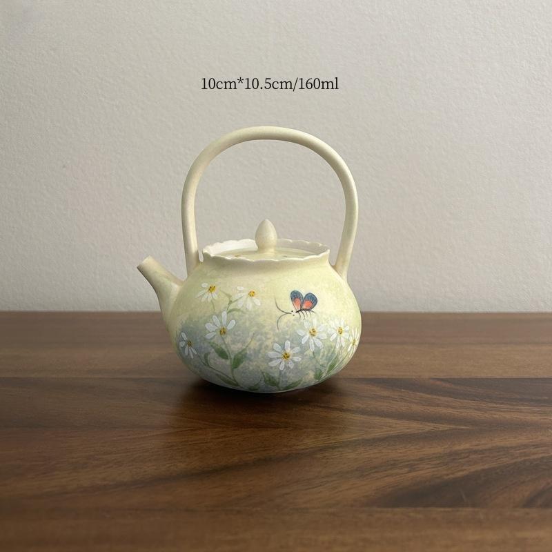 

160ml Pure Hand-painted Beautiful Flowers And Butterfly Lifting Beam Teapot Lady Teapot Household Teapot Kungfu Tea Set Kettle