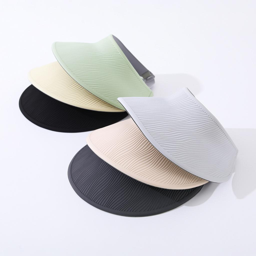 Simple open-top wave-pattern indentation adjustable wide-brim sun hat for summer outdoor activities, breathable open-top hat