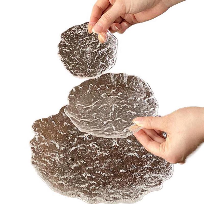 VAKADA Irregular Glacier Glass Dessert & Snack Plates Set
