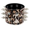 Eco-friendly PU Leather Harajuku Punk Cone Spike Bracelet with Three-Row Chains