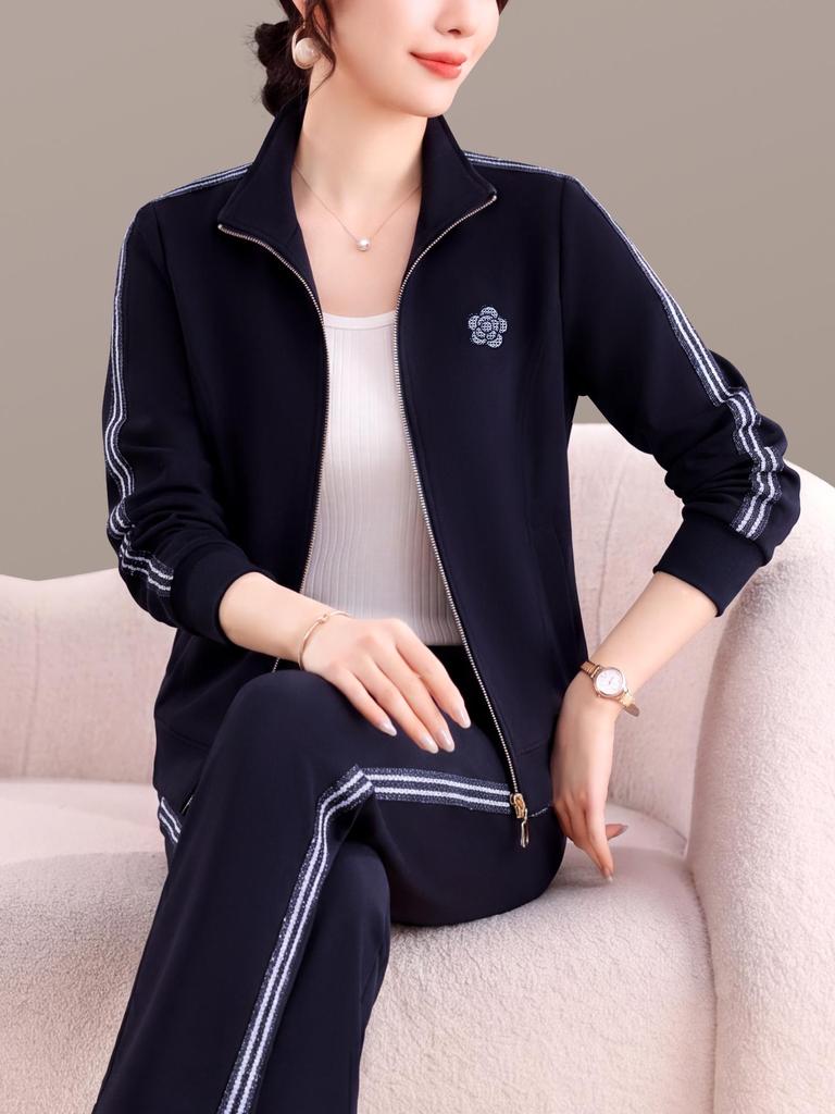 Damen 2026 Elegantes Zwei-Teiler Sportanzug für Frühling & Herbst - Locker Geschnittener Cardigan & Kapuzenpullover mit Revers