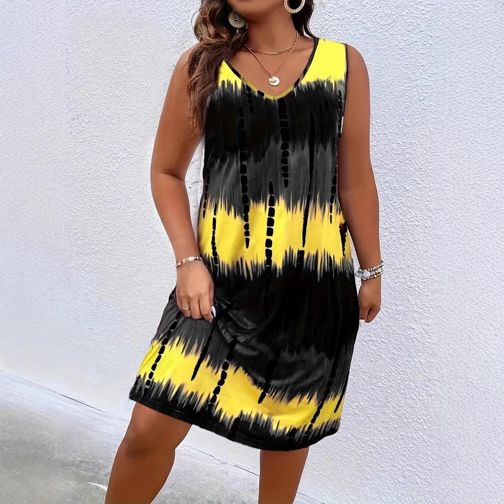 Damenmode Print Casual Holiday Gap V-Ausschnitt Ärmelloses Kleid