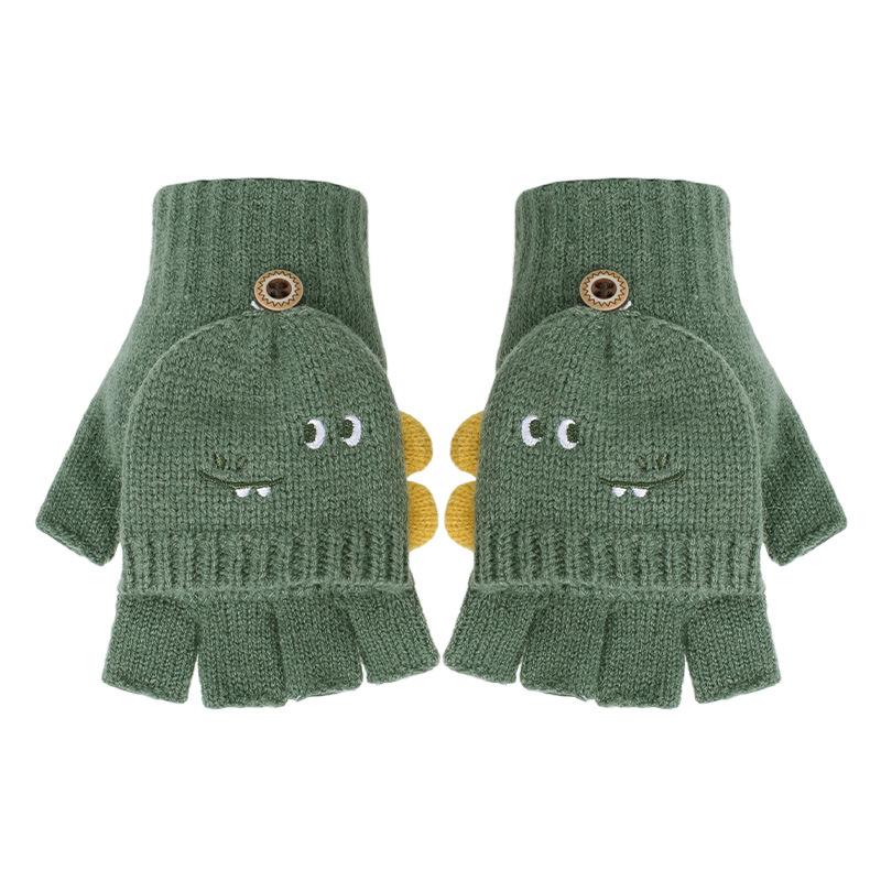 Winter Children's Flip Gloves Men's Small Animal Children's Knitted Warm Gloves Women's Finger Flip Open Finger Gloves Men