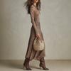 2025 Bohemian Chic Ribbed Leopard Print Long Sleeve A-Line Knit Dress Women