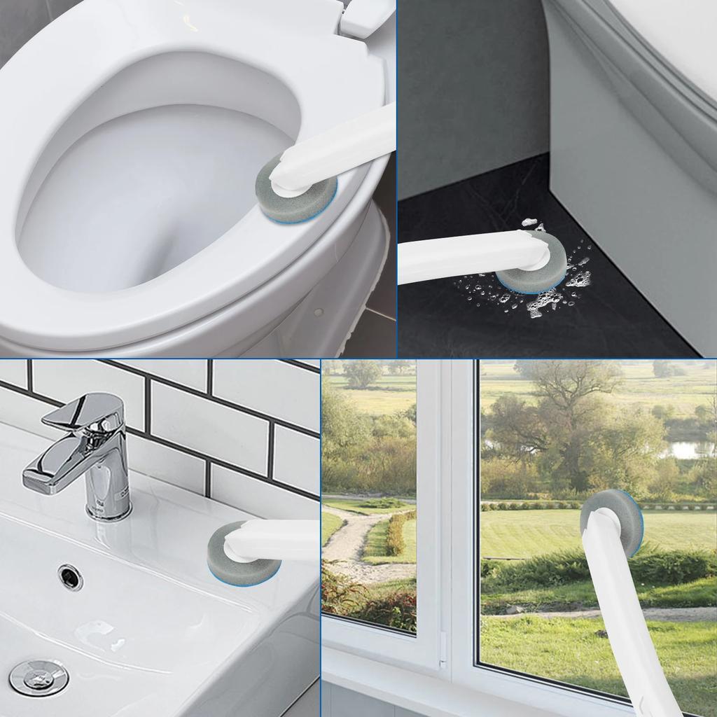 18/48Pcs Disposable Toilet Brush 360° Deep Cleaning Long Handle Wall-mounted Bathroom Cleaning Tool Set Replaceable Brush Head