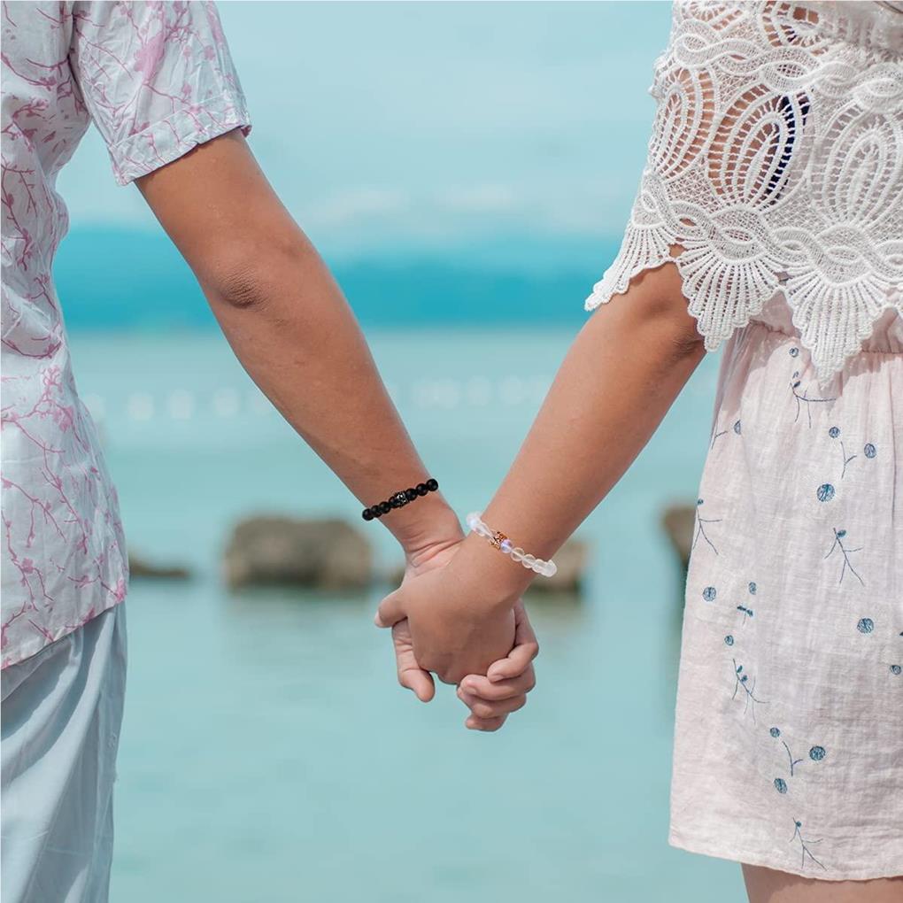 1 Pair Woman Man Crystal Beaded Bracelet Decor Jewelry Bracelets Gift Bangle Dressing Up Accessory Party Working