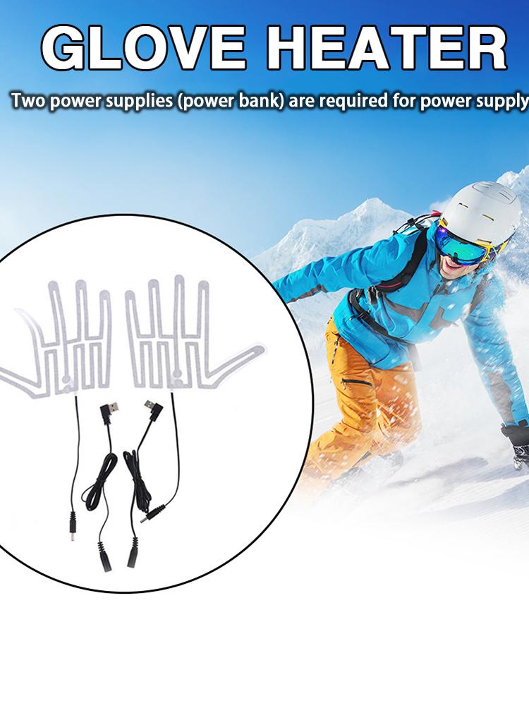 1 Pair Glove Heating Pad Carbon Fiber 5V Five-Finger Gloves Heating Pad Thermal Insulation for Outdoor Skiing