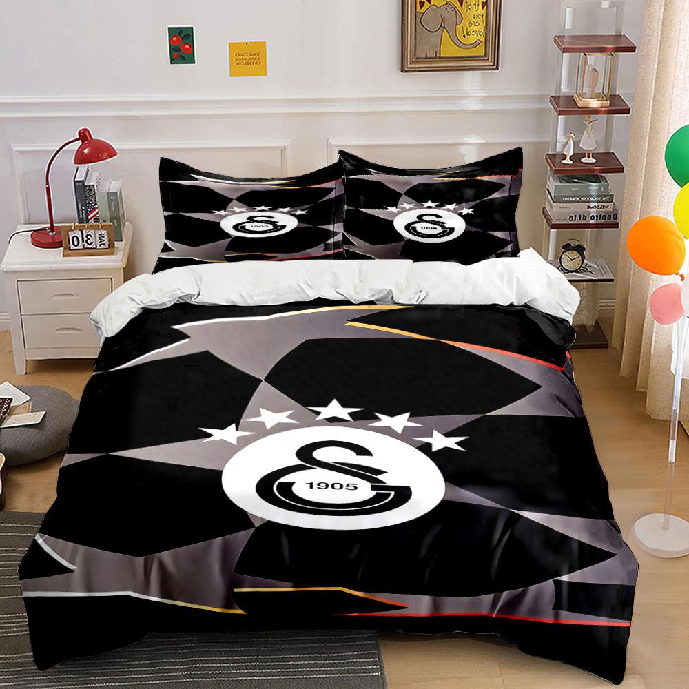 Galatasaray-Emblem mit Sternen. Bettwäsche-Sets Bettbezug-Sets Bettbezüge Kissenbezüge(1 * Bettbezug 2 * Kissenbezüge ohne Bettdecke) 135x200cm gray