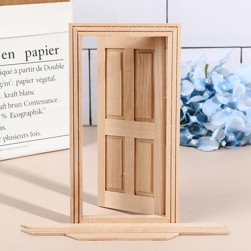 

1/12 Dollhouse Miniature Diy Wood External Single Door Unpainted Accessories One Size