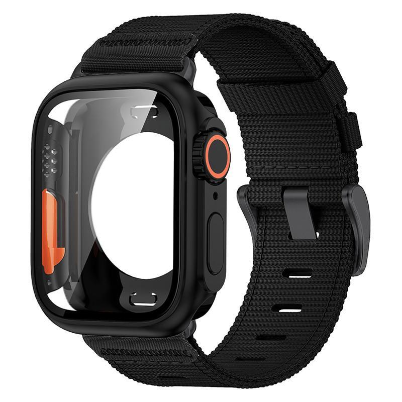 Nylon Loop Strap+PC Case For Apple Watch Series 11 10 42mm 46mm 45mm 44mm 41mm 40mm Cover Band for Iwatch 9 8 7 6 5 SE3/2/1 3 21