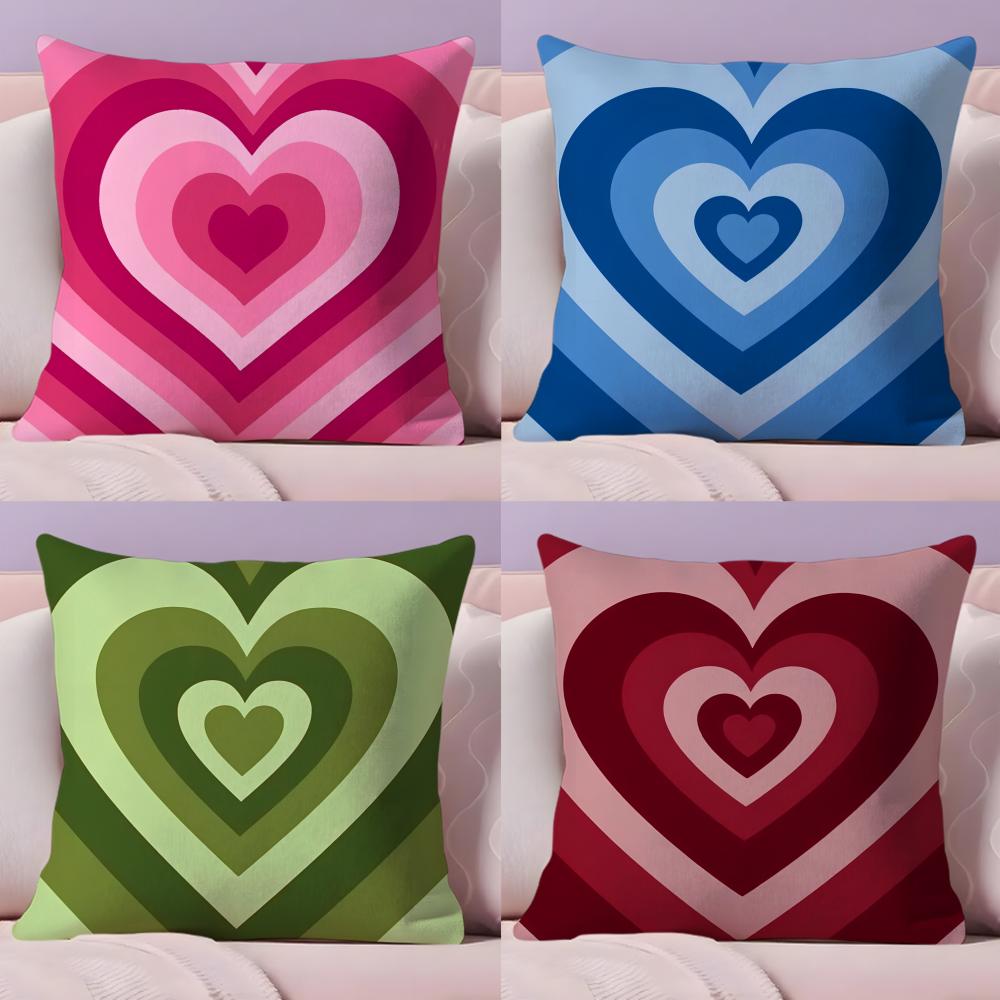 Sweet Love Cushion Cover Plush Fabric Soft Double-Sided Printed Invisible Zipper Sofa Pillow Case Home Decor