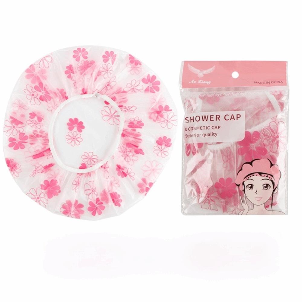 

Dustproof Shower Cap Oil-proof Dry Hair Cap Durable Waterproof Bathing Cap Long Hair Shower Red-2