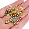 20pcs Enamel Daisy Flower Charms Stainless Steel Pendants Gold Color Beads for Bracelets Necklace Jewelry Making DIY No Fade