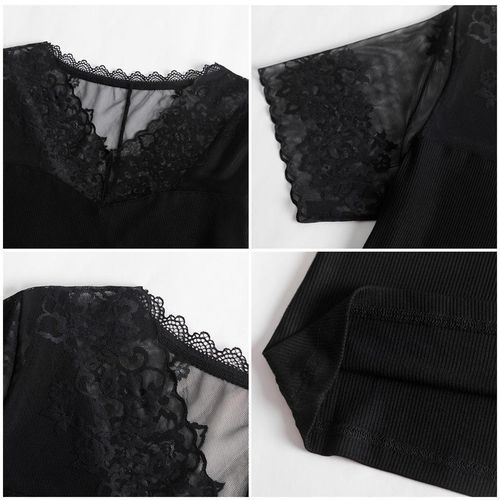 Embroidered Lace Tops for Short Sleeve Cut and Summer Everyday Going Pullover Tops Design [SYitong] Women, Black, Summer, Blouse, Sewn, Slimming,