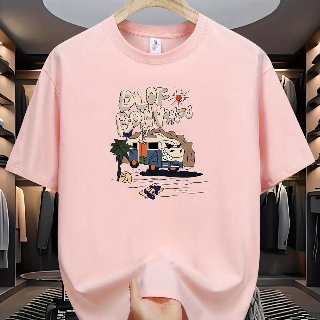 Cartoon Funny Pattern Printed T-shirt Men Casual Loose Sports Short Sleeved Cotton Tops Unisex T Shirts Summer Street Men's Tees
