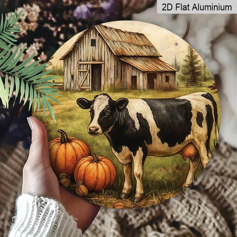 2D Flat 1pc, 8x8 In, 1pc Farmhouse Metal Wall Decor - Aluminum Metal Decorative Signs & Plaques - Vintage Agricultural Sign for Home, Garage, Garden