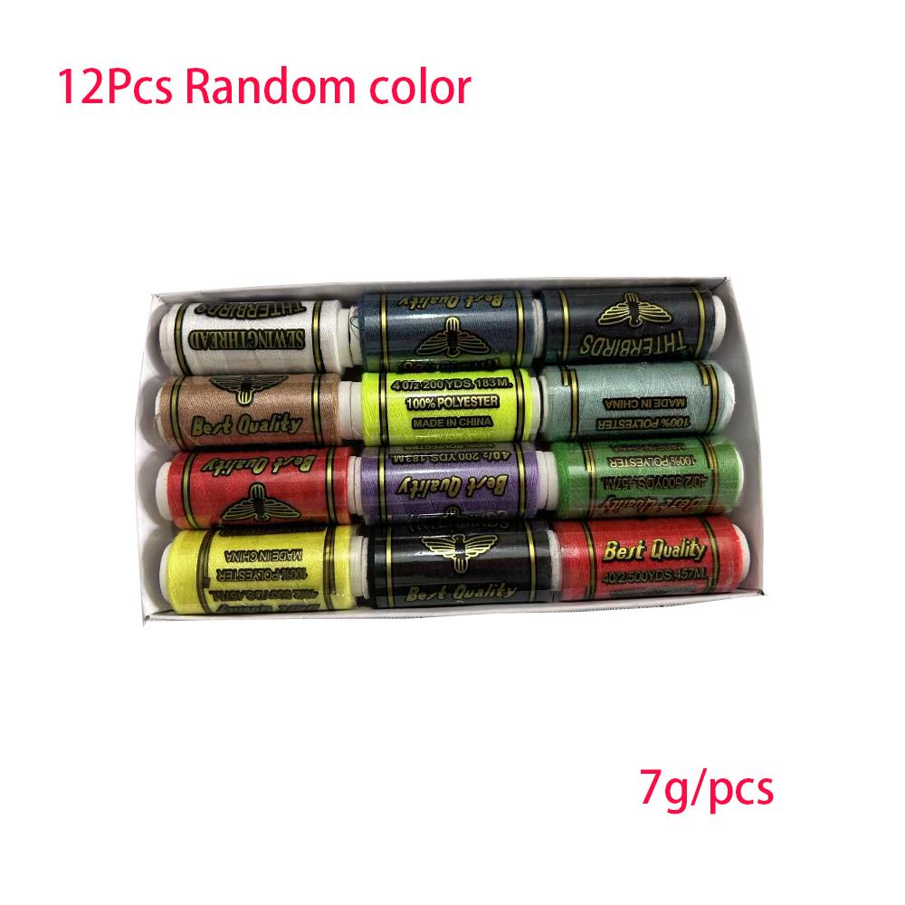 

12 Pcs 100% Polyester Yarn Sewing Thread Roll Machine Hand Embroidery Each Spool Durable For Home Sewing Kit