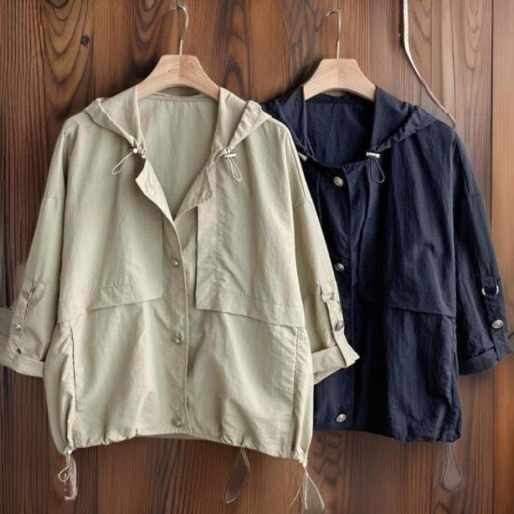 New ArrivalS Open Run Women S Nylon String Hood Roll Up Sleeve Jacket