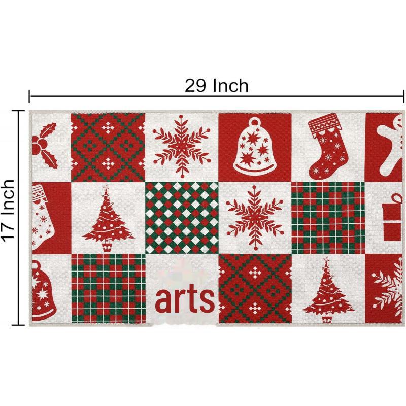 Imitation Linen Christmas Floor Mats - Bathroom & Door Holiday Decor Mats