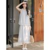 Summer New Sleeveless Neck Top + Medium and Long Skirt Fairy Set Two-piece Set