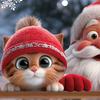 Yousheng Santa Claus Cat Window Cling Removable Waterproof PVC Winter Merry Christmas Static Glass Sticker Holiday Party Decoration Decal