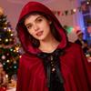 Fairy Hooded Cloak Renaissance Medieval Cosplay Costume Adults Velvet Wizard Witch Cape for Halloween Christmas Cosplay Party