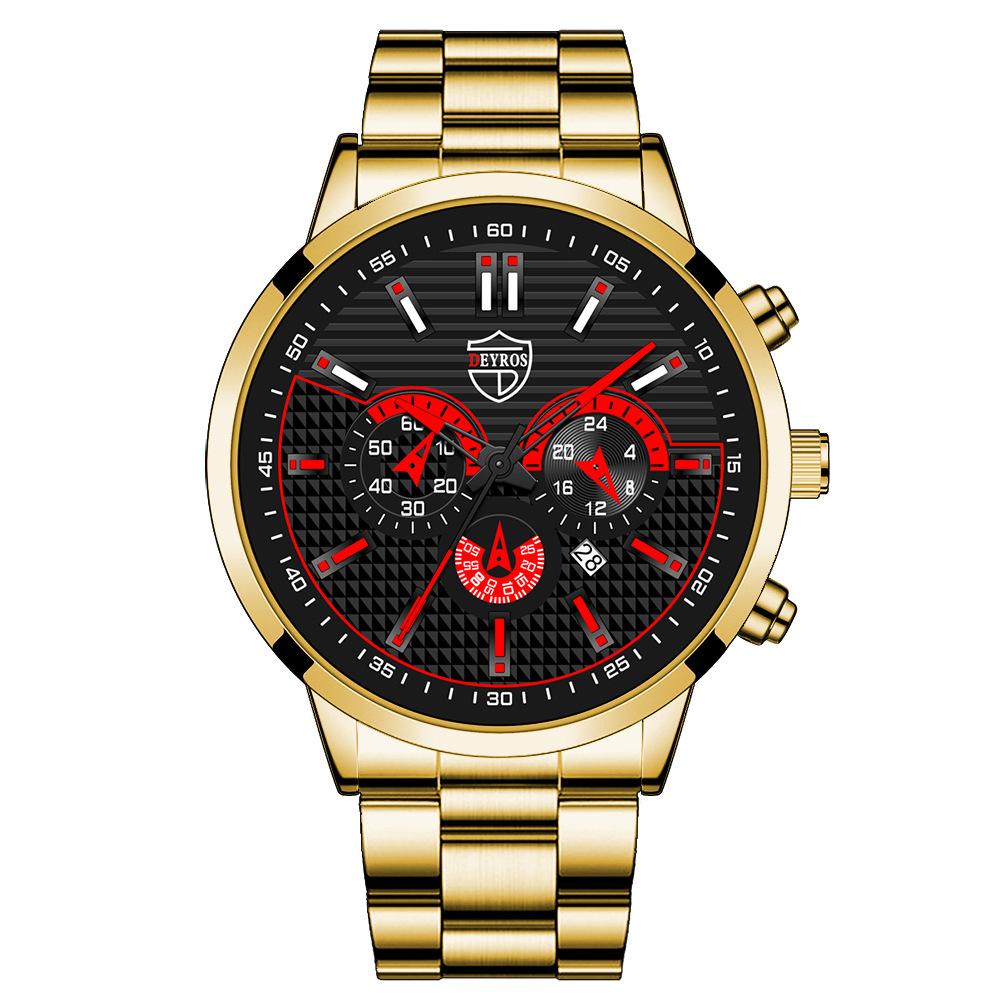 Trendy Men'S Watch Student Quartz Watch Stainless Steel Watch Calendar