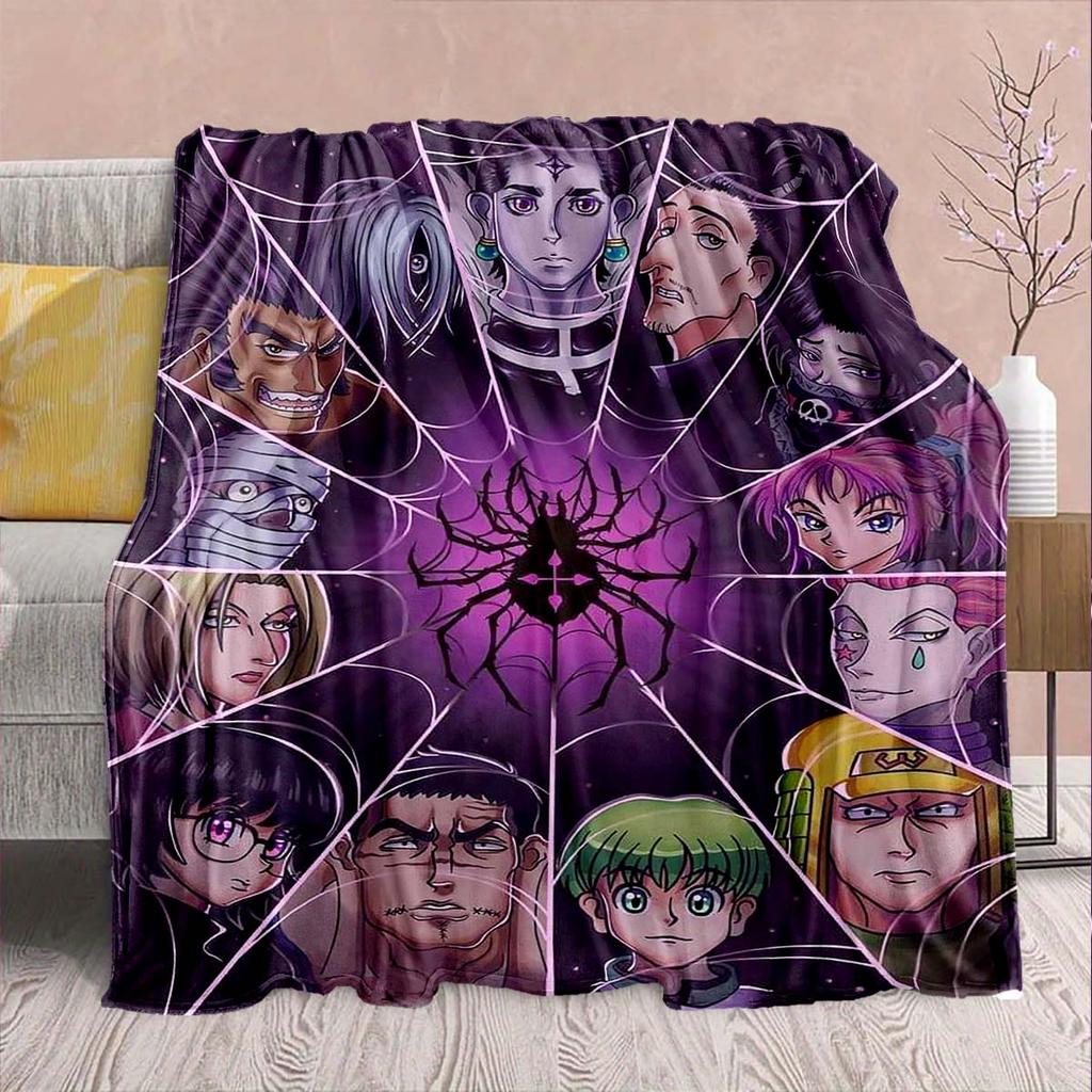 Hunter x Hunter Anime Flannel Blanket – Soft & Warm – Perfect for Sofa, Bedding, Camping, Travel, Office, & Home Decor – QJY