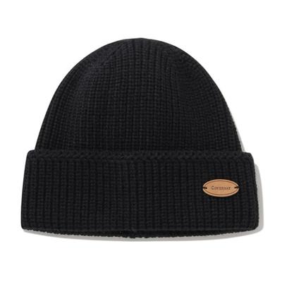 COVERNAT Authentic Leather Wappen Acrylic Beanie Black