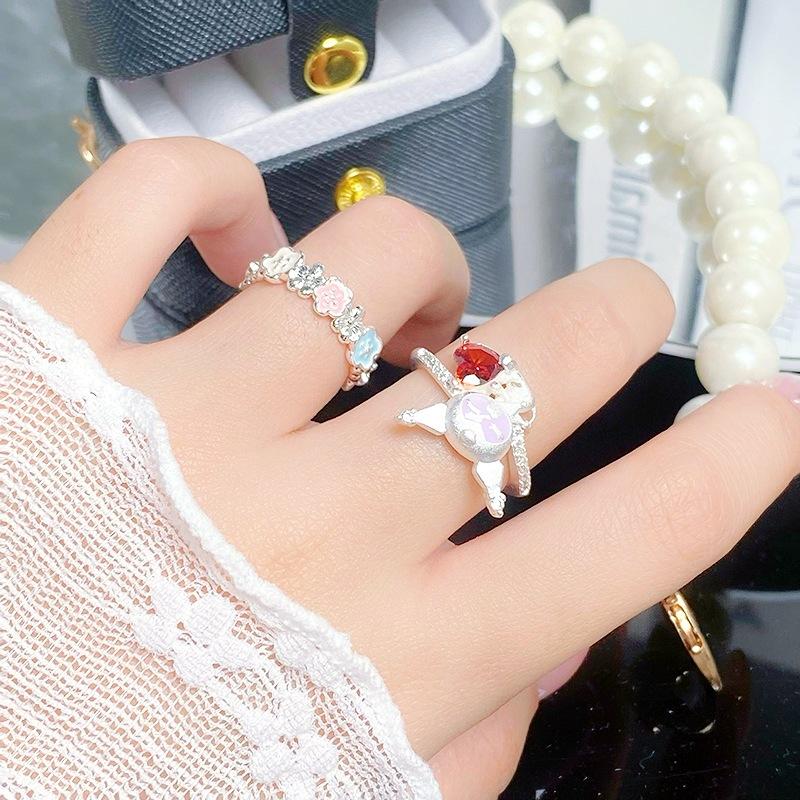 Anello Apribile Stella Marina Fiore Stile Dolce Ragazza Smalto Zircone Moda Donna Anello di Nicchia Raffinato Stile Straniero